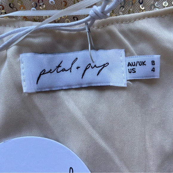 New! Petal & Pup Gold Sequin Mini Dress with Belt 33124 - Picture 12 of 16